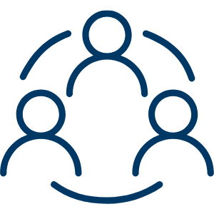 Icon of three poeple intertwined in circle